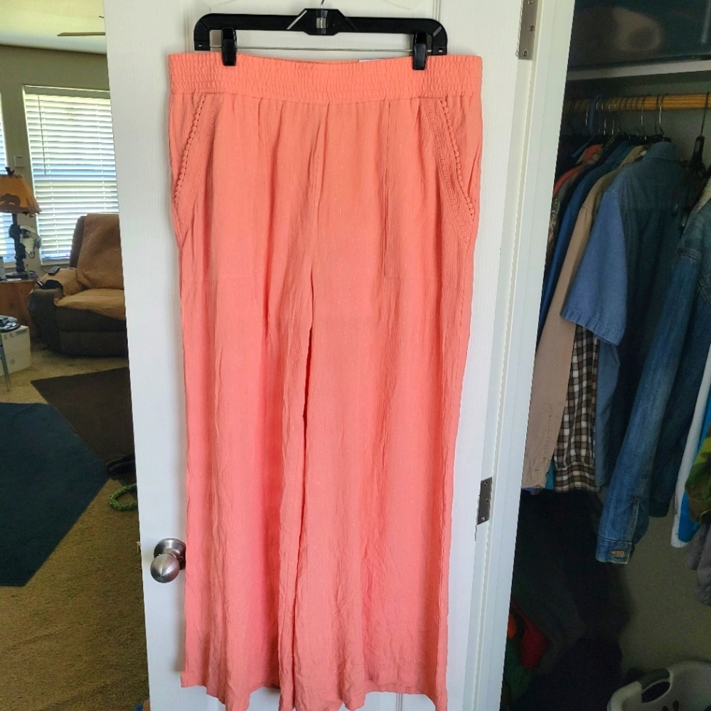 INC Peach Parfait Color NWT  Wide-Leg PULL ON Pants.